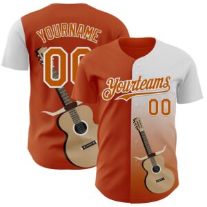 Custom Texas Orange White Texas Guitar City Edition Authentic Baseball Jersey