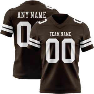 Custom Brown White Authentic Football Jersey